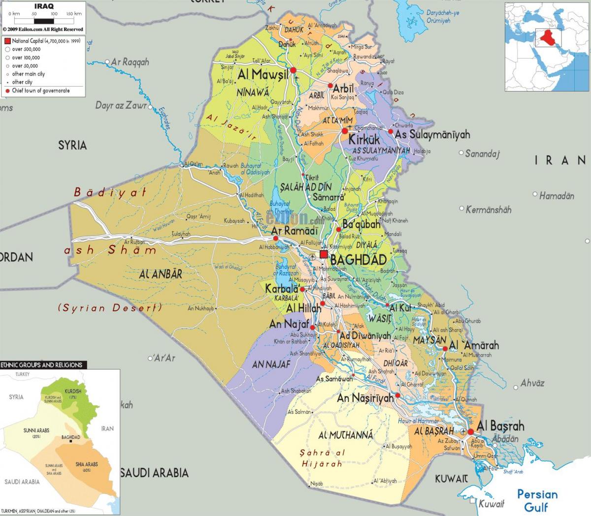 Irakeko hiri mapa